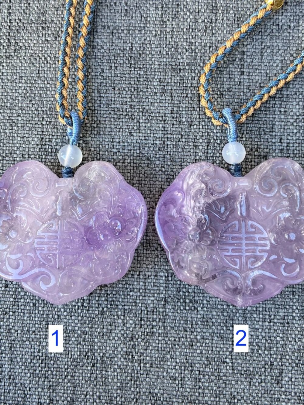 Purple Flora Lock Pendant Rope Necklace - Amethyst